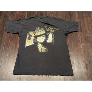 Vintage Aerosmith Shirt Mens Steven Tyler Black Nine Lives Tour 1997 Band Giant